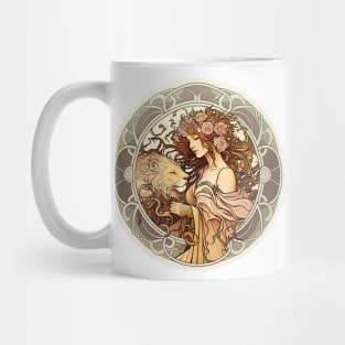 Leo the Lion Zodiac in the style of Alphonse Mucha Mug